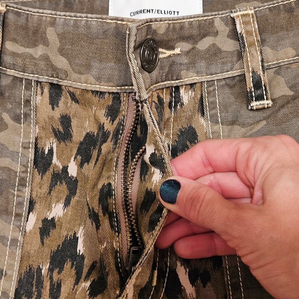 Current/Elliott Clean Weslan Pants Womens 26‎ Leopard Camo Print Cargo Utility - Picture 7 of 14